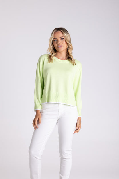 Boxy Knit W/Tipping - Lime