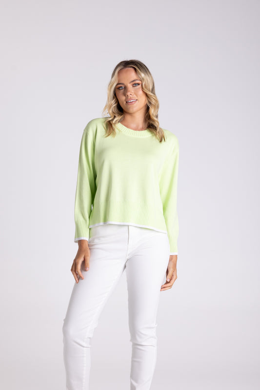 Boxy Knit W/Tipping - Lime