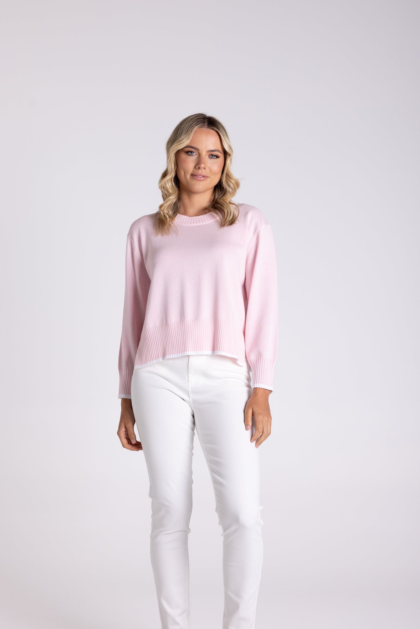 Boxy Knit W/Tipping - Pink
