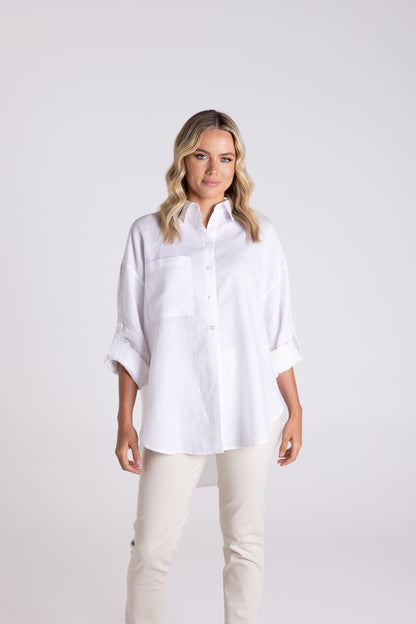 Oversized Linen Shirt - White