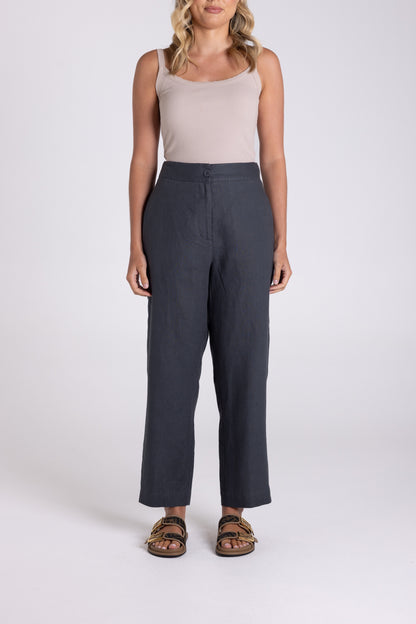 TT 7/8 Linen Pant - Charcoal