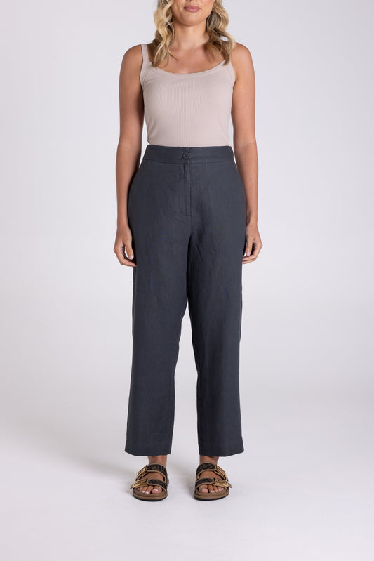 TT 7/8 Linen Pant - Charcoal