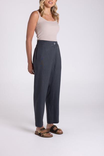 TT 7/8 Linen Pant - Charcoal