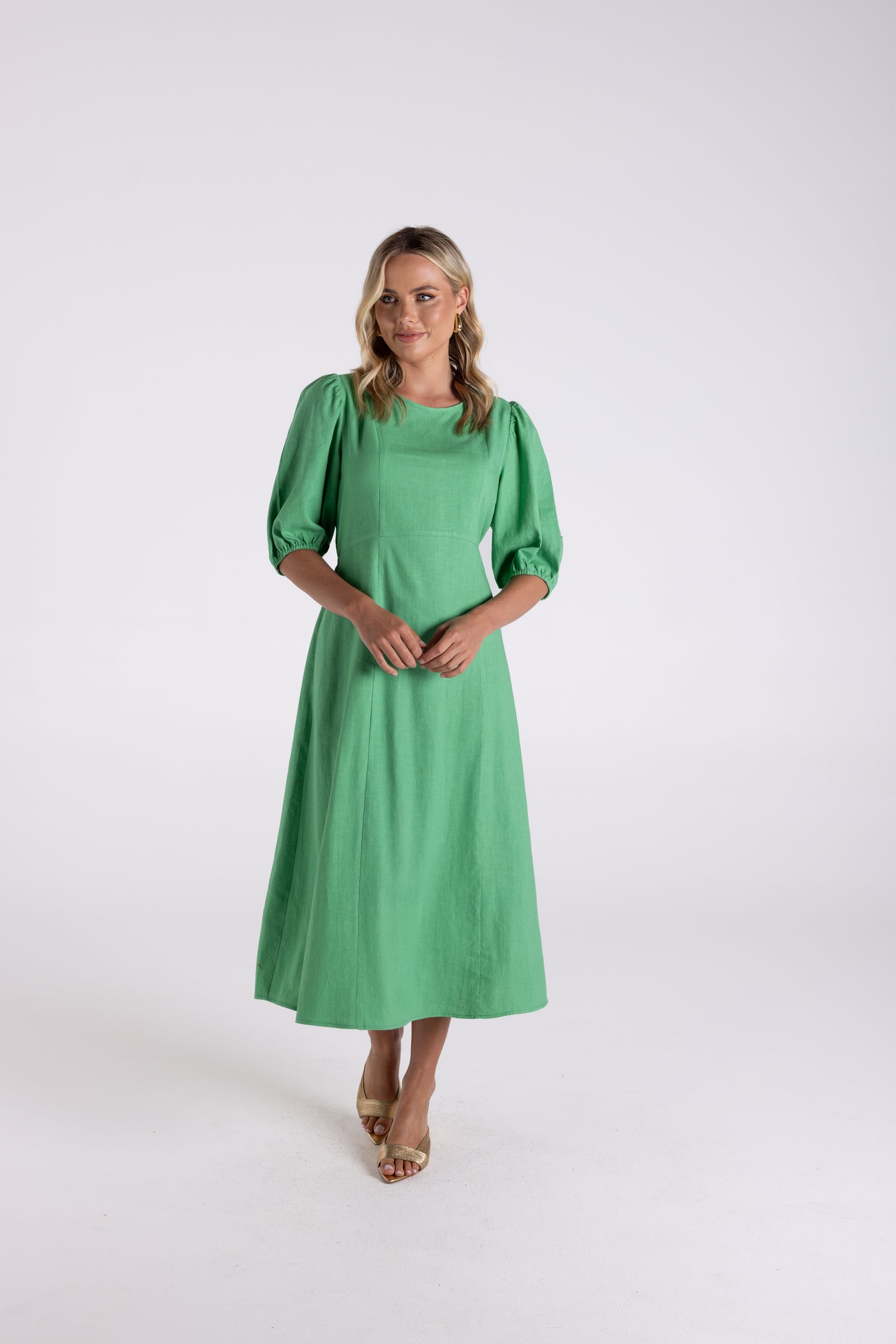 Linen Viscose Midi Dress - Fern