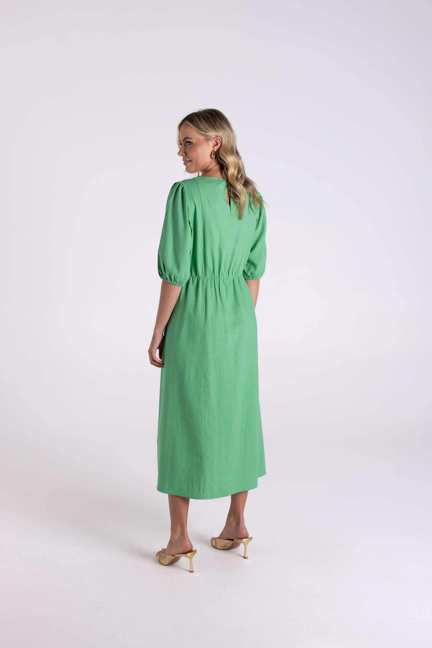 Linen Viscose Midi Dress - Fern