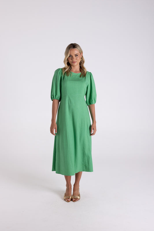 Linen Viscose Midi Dress - Fern