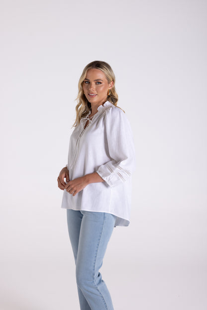 Linen Viscose Top - White