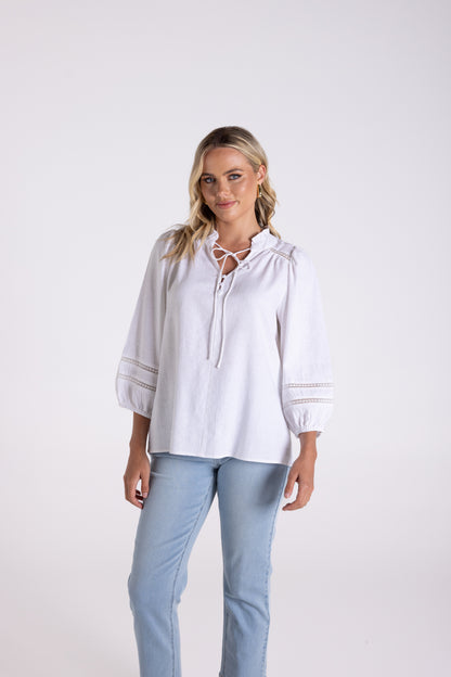 Linen Viscose Top - White