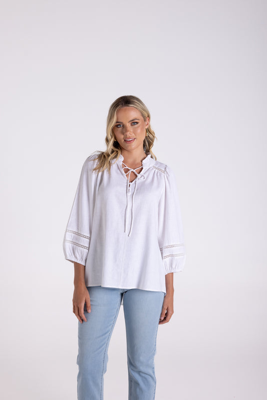 Linen Viscose Top - White