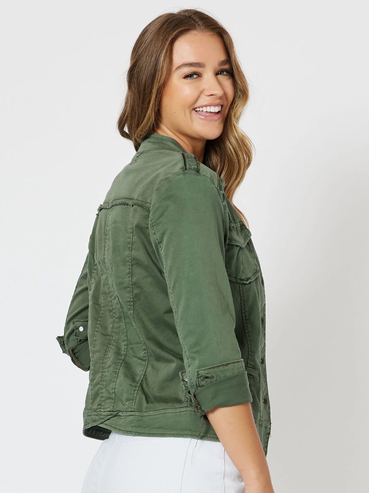 Military Denim Jacket - Khaki
