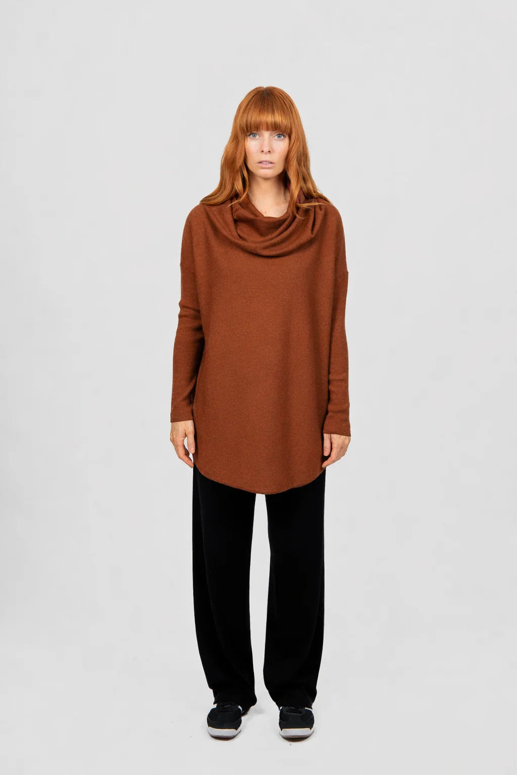 Kylie Cowl Neck Curved Hem PullOver