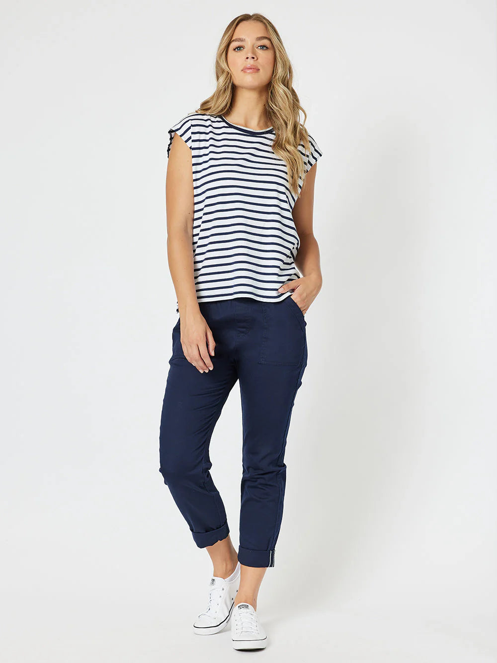 Isabella Cotton Pant - Navy