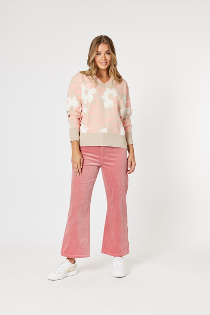 Pasadena Floral Knit - Coral/Natural