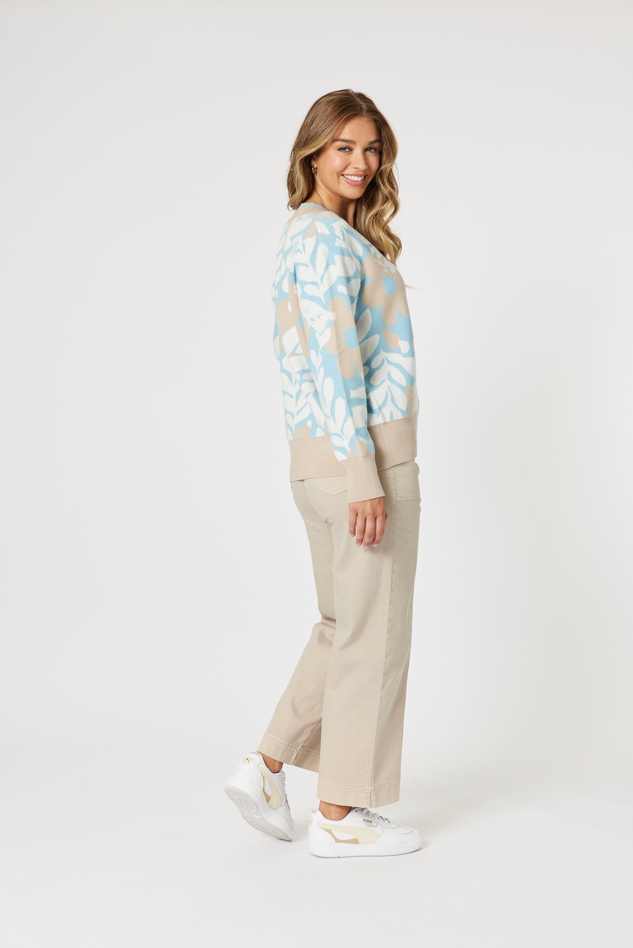 Pasadena Floral Knit - Blue/Natural