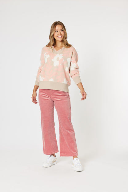 Pasadena Floral Knit - Coral/Natural