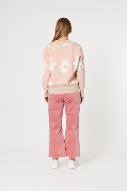Pasadena Floral Knit - Coral/Natural