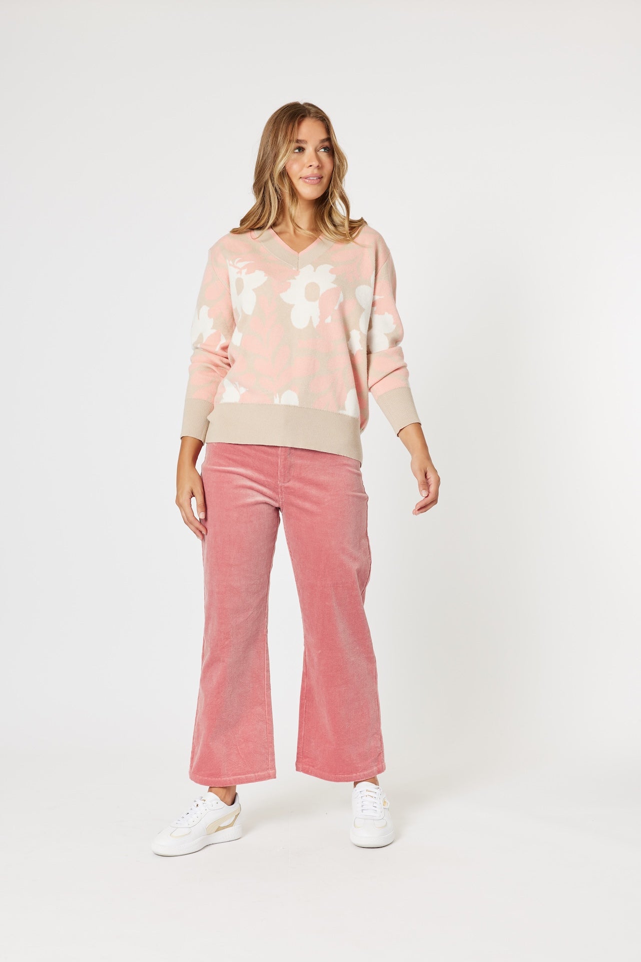 Pasadena Floral Knit - Coral/Natural