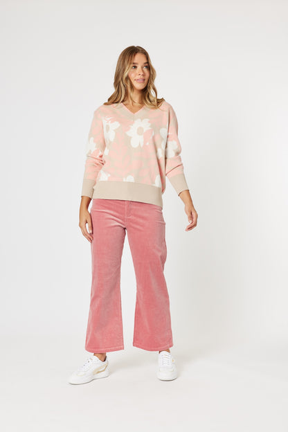 Pasadena Floral Knit - Coral/Natural