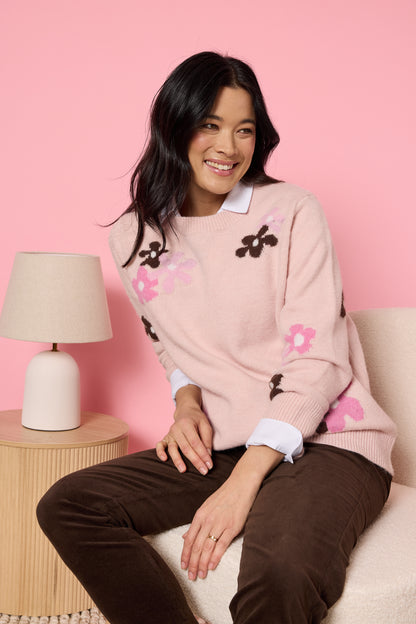 Chelsea Flower Knit- Blush