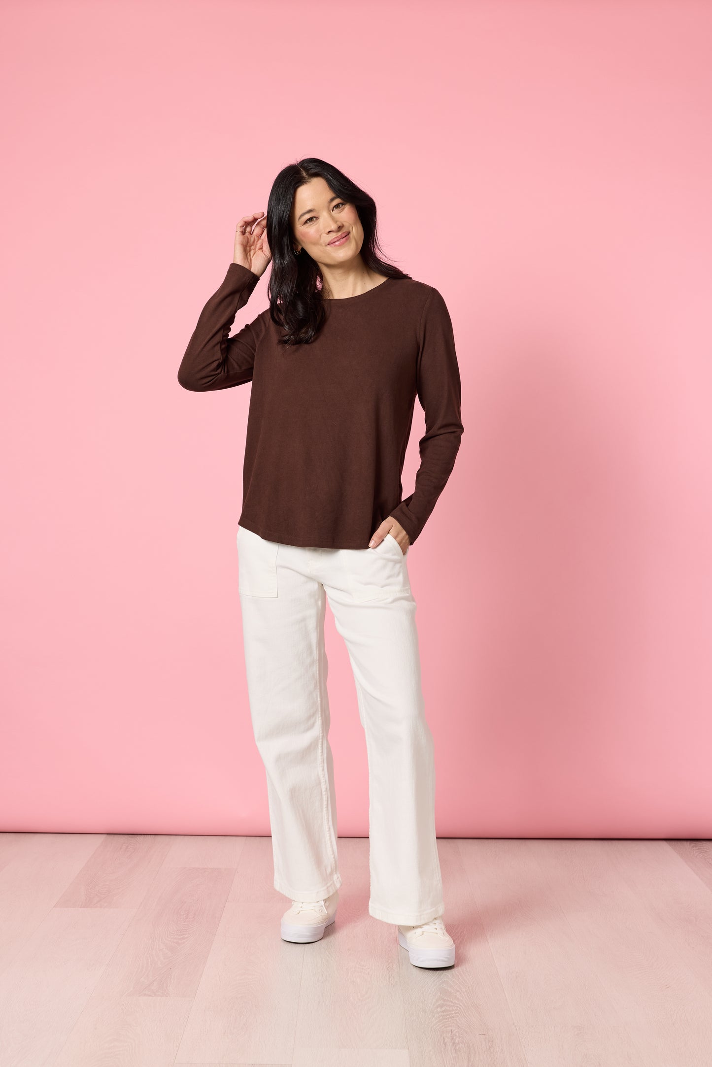 Brushed Cotton Crew Neck Tee