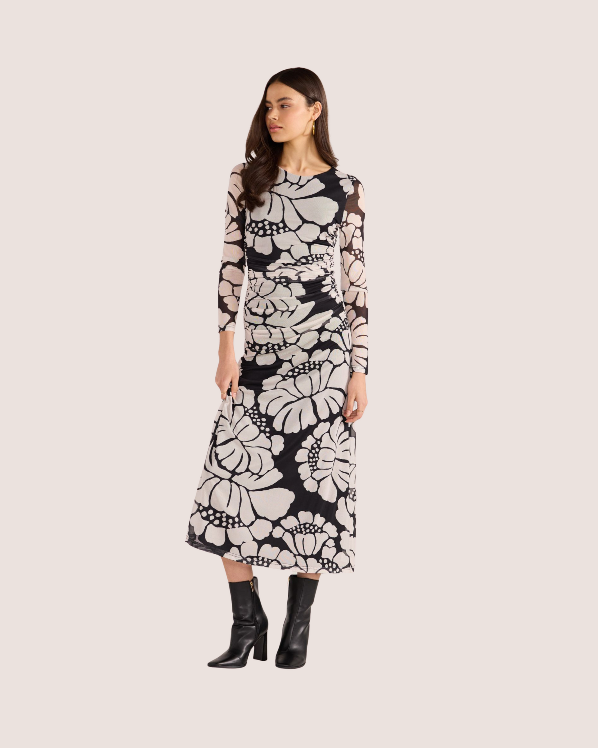 minkpink persephone mesh midi dress Persephone Mesh Mini Dress - Black & White Floral