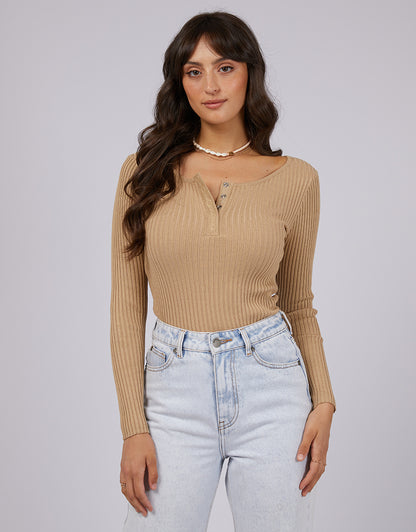 Allana Rib Top - Oatmeal