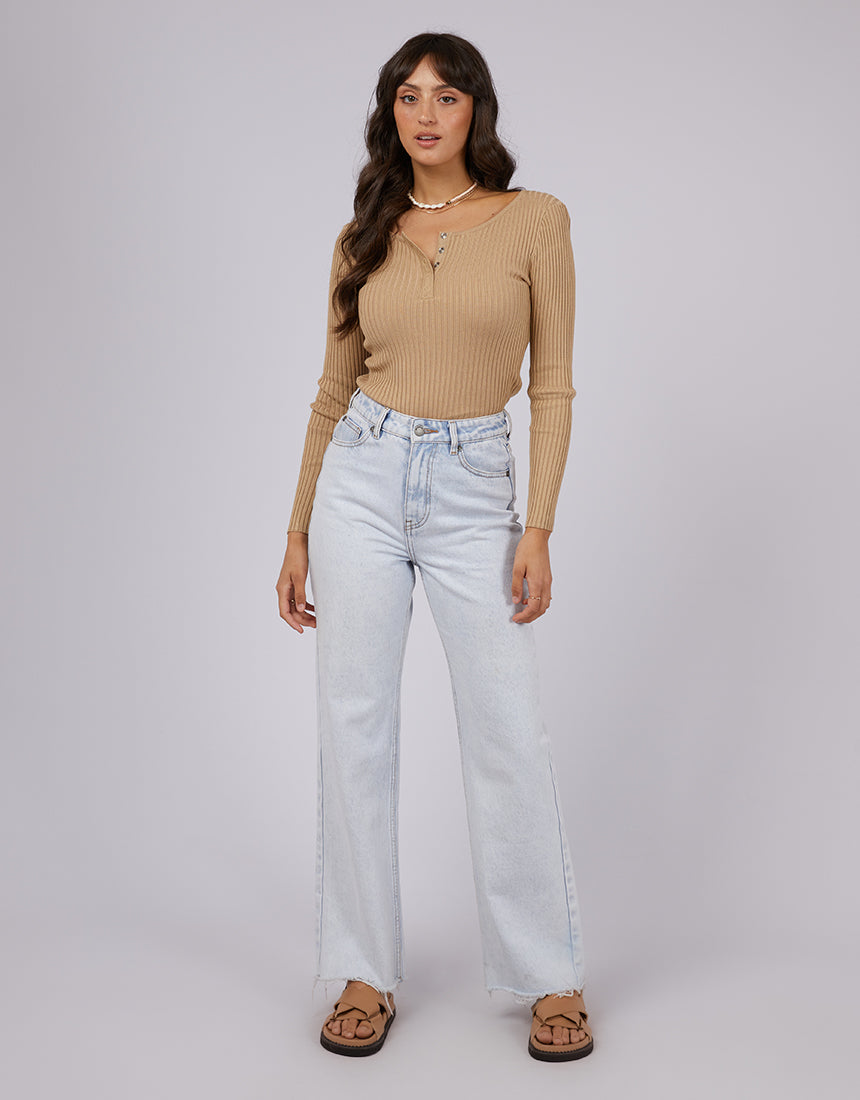 Allana Rib Top - Oatmeal