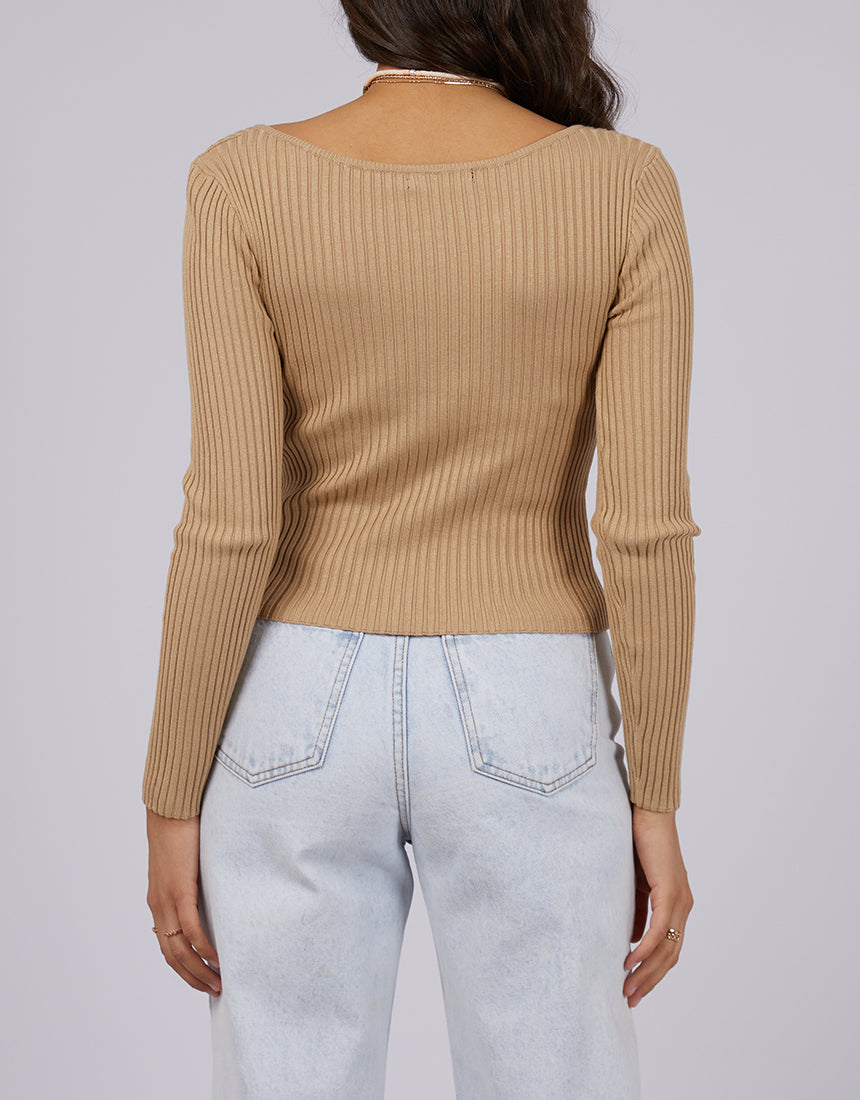 Allana Rib Top - Oatmeal