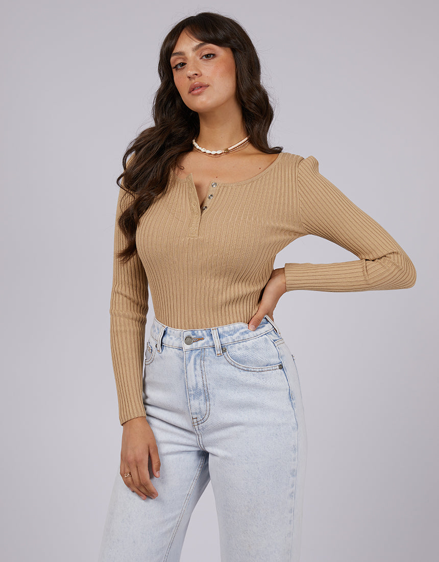 Allana Rib Top - Oatmeal