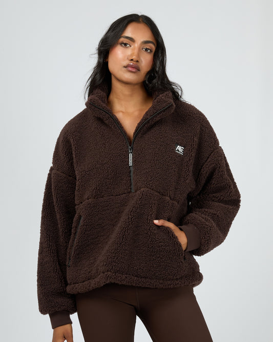 Amara Quarter Zip Teddy - Brown