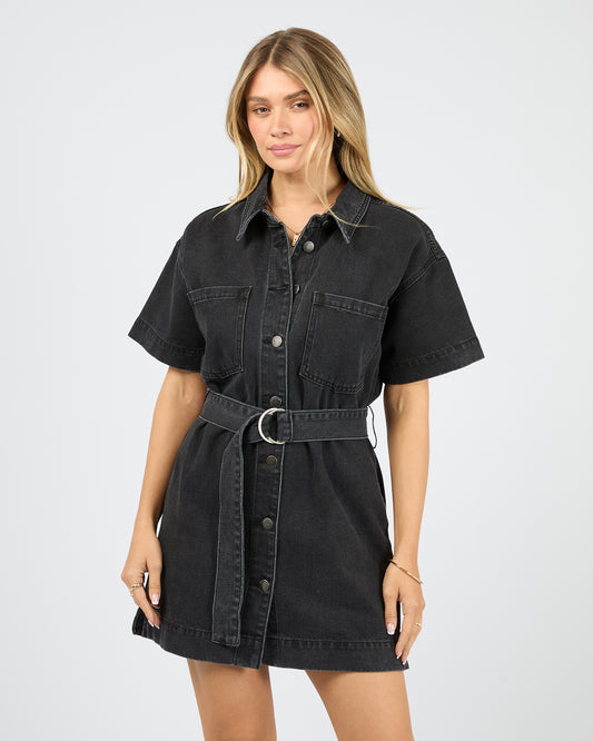 Sunny Denim Dress - Washed Black