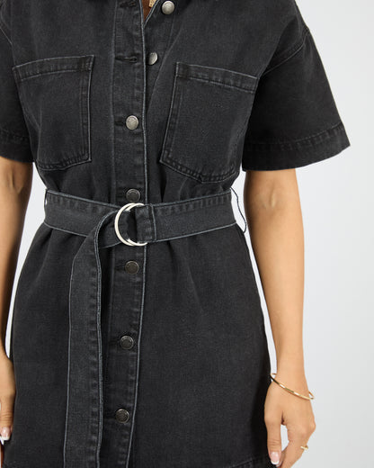 Sunny Denim Dress - Washed Black