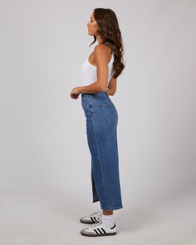 Eva Comfort Maxi Skirt - Mid Blue