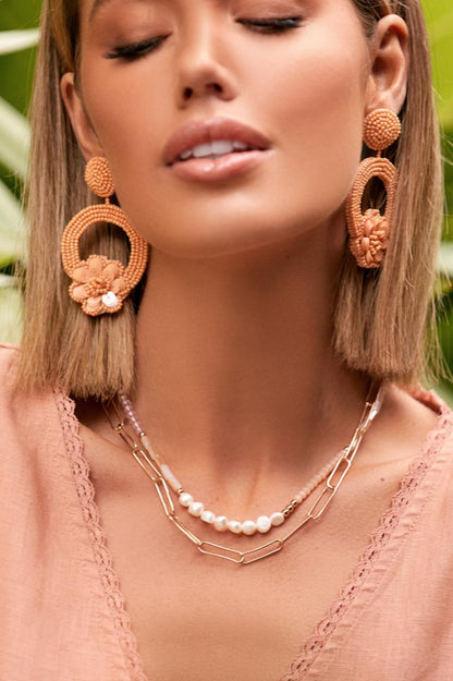 Flower detail statement earrings