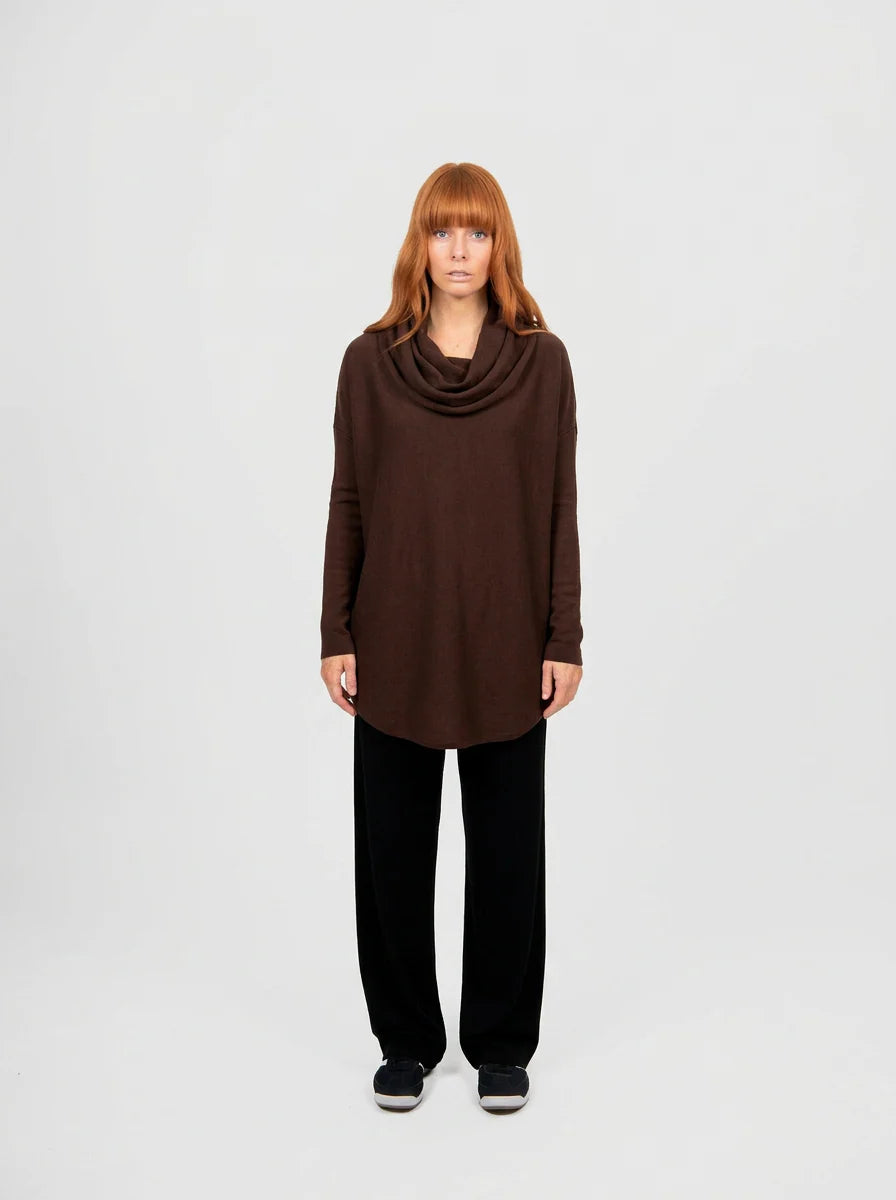 Kylie Cowl Neck Curved Hem PullOver