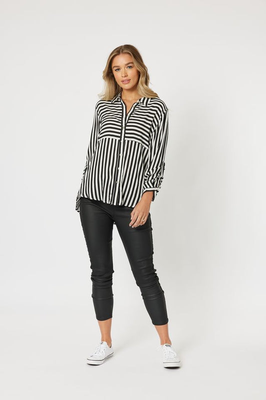Tina Stripe Shirt - Black & White