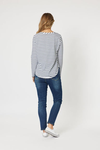 Annie Star Stripe Tee - Navy/White