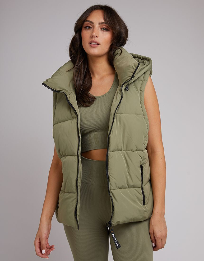 Remi Luxe Puffer Vest - Khaki