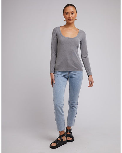 Harper L/S Tee - Grey Marle
