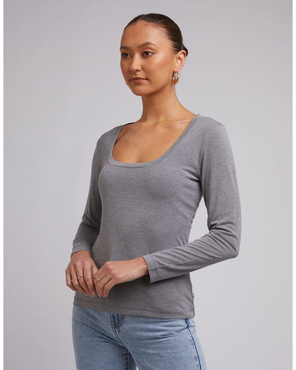 Harper L/S Tee - Grey Marle