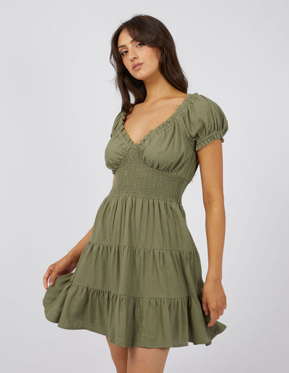 Luxe Linen Mini Dress - Khaki