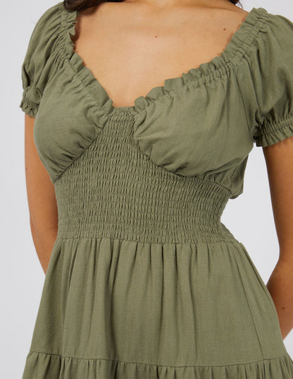 Luxe Linen Mini Dress - Khaki