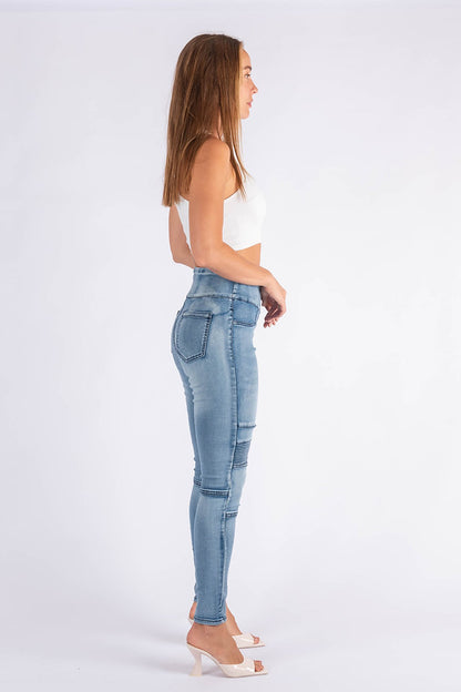 Rib Panel Jean - Light wash