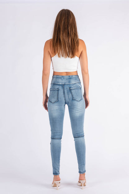 Rib Panel Jean - Light wash