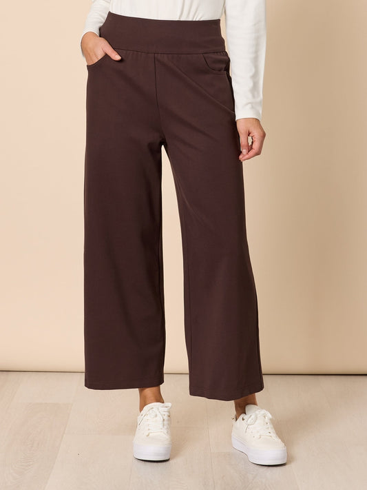 Kimmy Ponti Wide Leg Pants - Coffee