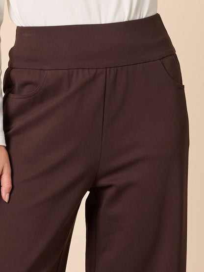 Kimmy Ponti Wide Leg Pants - Coffee