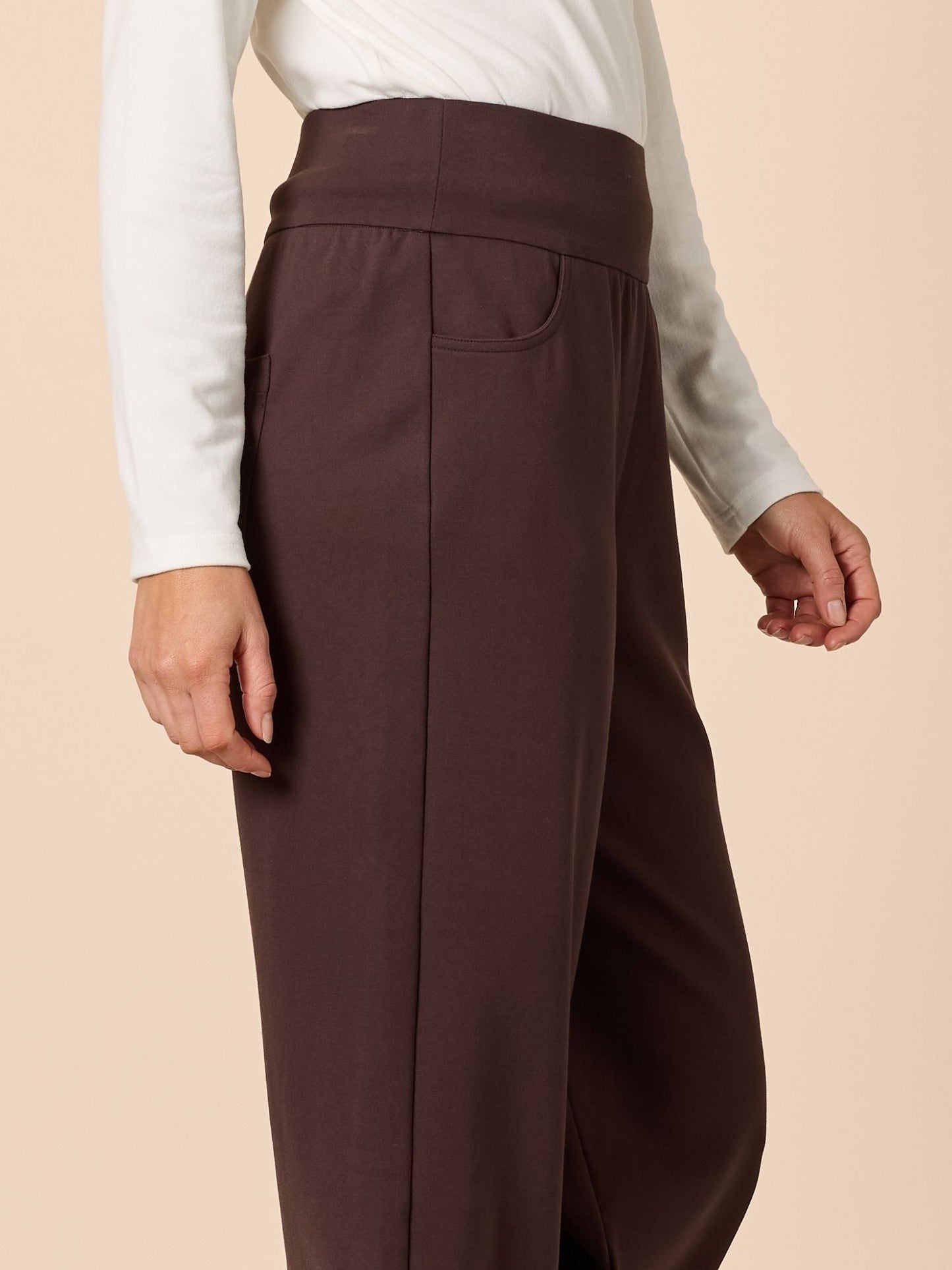 Kimmy Ponti Wide Leg Pants - Coffee