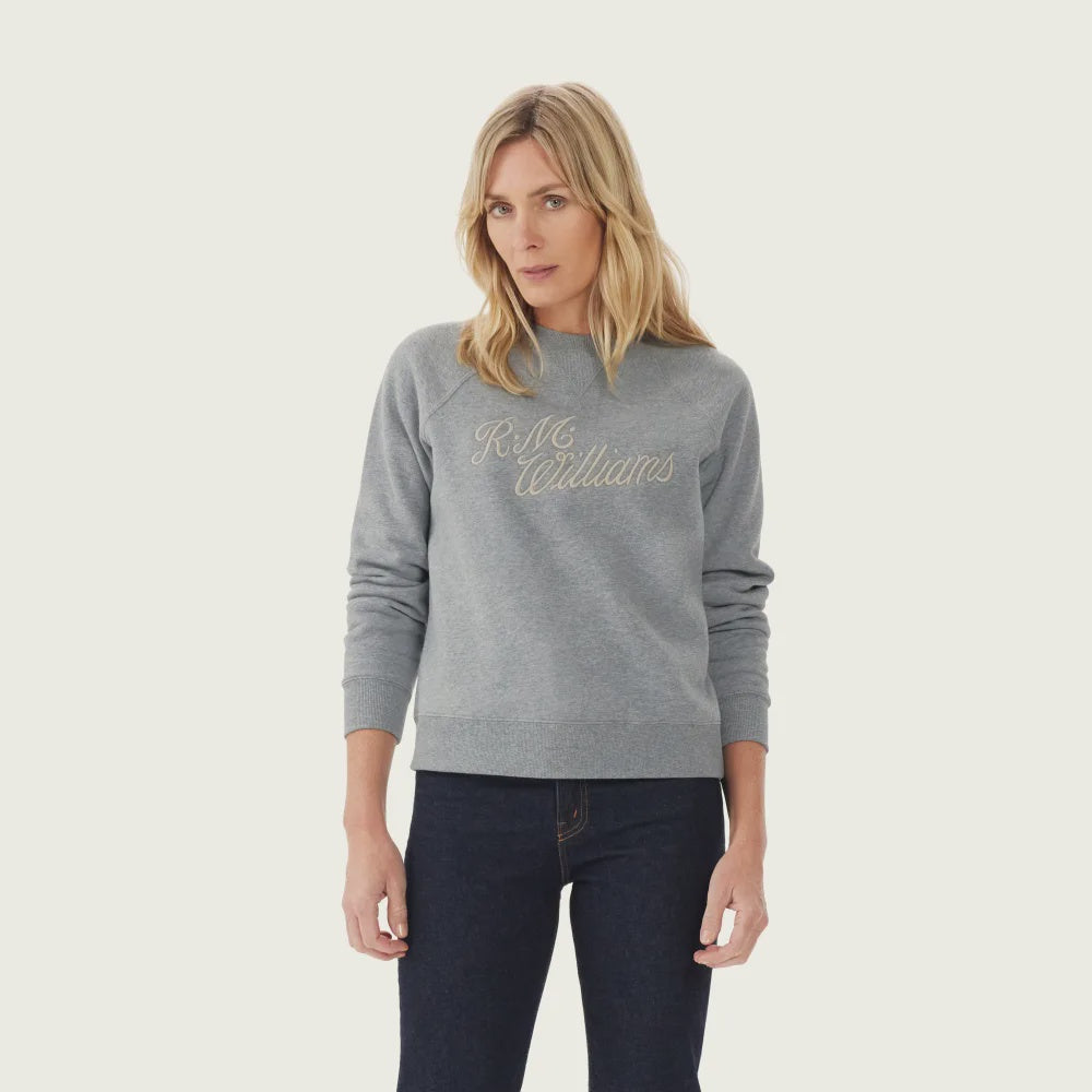 R.M.W. Womens Script Crew - Grey Marle