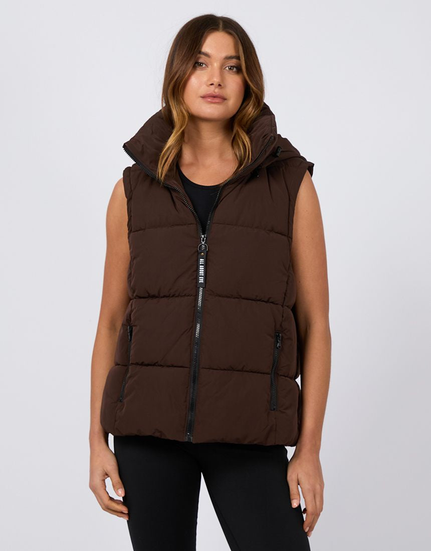 Remi Luxe Puffer Vest - Brown