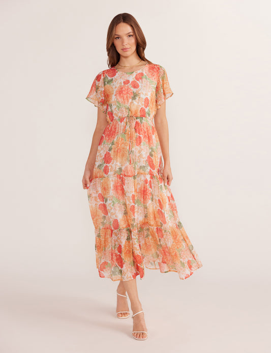 Aida Flutter Sleeve Midi Dress